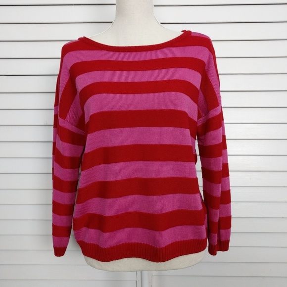 pink red striped sweater